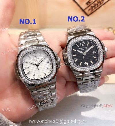 Copy Patek Philippe Nautilus Stainless Steel Quartz Watches 33mm Ladies watches