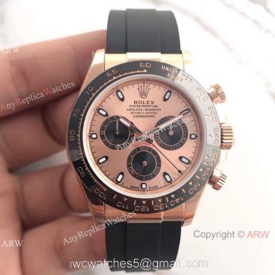 Swiss Grade Rolex Daytona Rose Gold Black Rubber Watch AR Factory watches