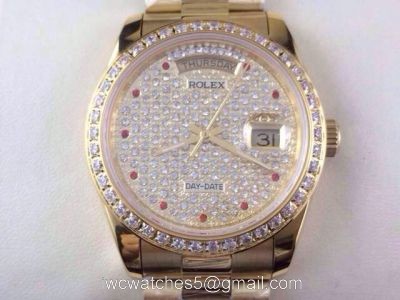 Rolex Day-date Diamonds Dial Watch Yellow Gold / Full Diamonds watches