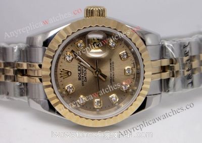 Replica Rolex Datejust 2-Tone jubilee Gold Face Watch for Ladies 26mm watches