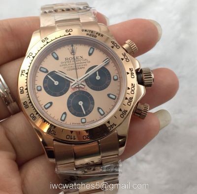 Swiss Quality Rolex Daytona Valjoux 7750 watch Rose Gold Chronograph watches