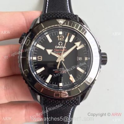 Swiss Replica Omega Seamaster Planet Ocean Deep Black GMT Ceramic Watch watches