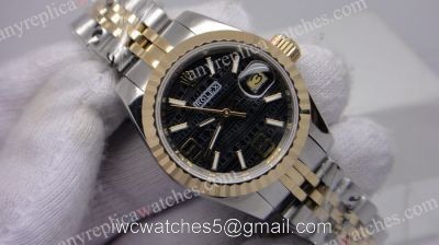 High Quality Rolex Replica Ladies Watch 2-Tone Black Dial Low Price watches
