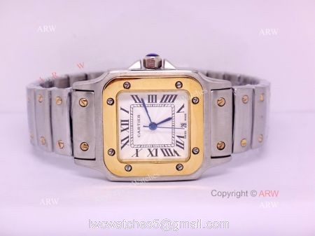 Replica 2-Tone Cartier Santos Mens Quartz Watch 29.5mm watches