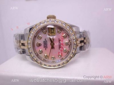 Rolex Datejust Watch 2-Tone Pink MOP Diamond bezel Ladies 31mm watches