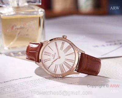 2018 Copy Omega De Ville Tresor Lady Watch Rose Gold Case watches