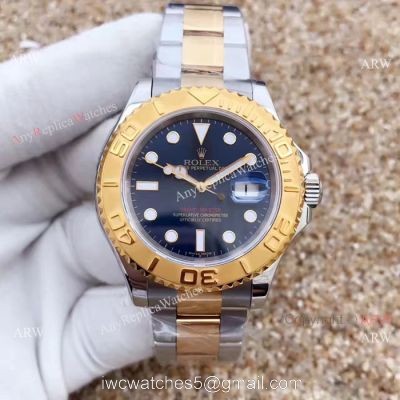 Swiss ETA 2836 Yachtmaster Two Tone Black Watch Replica for sale watches