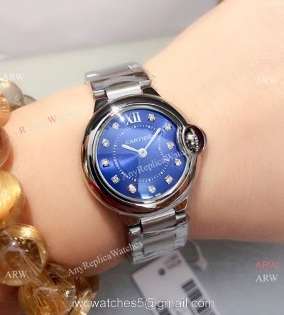 Best Quality Cartier Ballon Bleu de Quartz Watch Stainless Steel Blue Dial watches