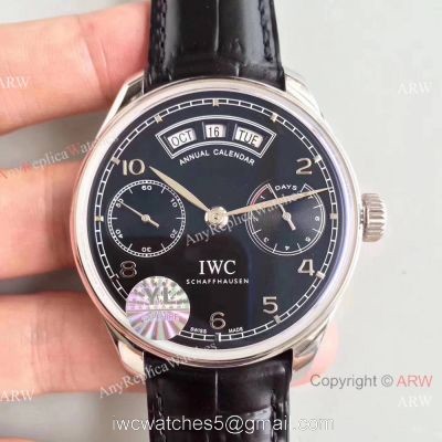 Super Clone IWC Portuguese Black Face Annual Calendar 7 Days Watch IW503501 watches