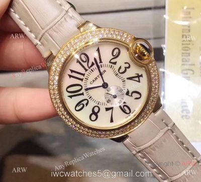 Cartier Ballon Bleu Gold Case Diamond Bezel Womens Fake Cartier Watch watches