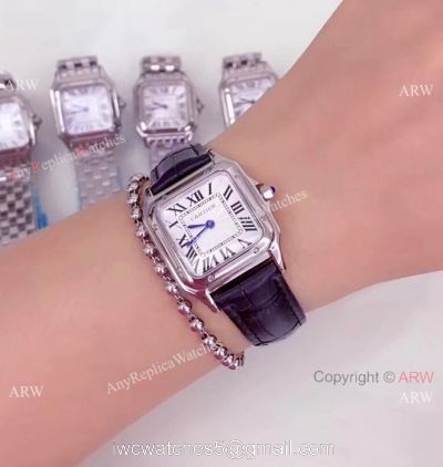 Cartier Panthere De Cartier Watch SS Black Leather Strap watches