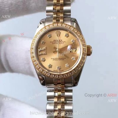 Upgraded Version Rolex Lady Datejust Replica Watch 2-Tone Star Diamond 26mm watches