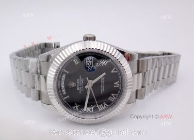 Buy AAA Quality Copy Rolex Day Date Black Roman Watch Men Size 36mm watches