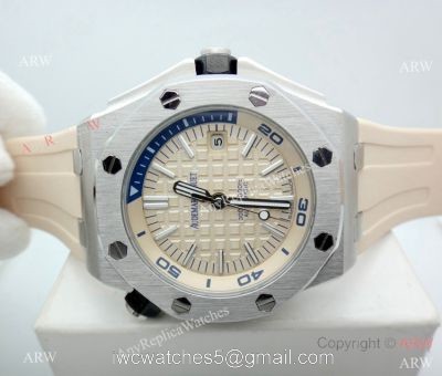 2019 New Audemars Piguet Royal Oak Offshore Diver Watches Beige Dial Beige Rubber Band watches