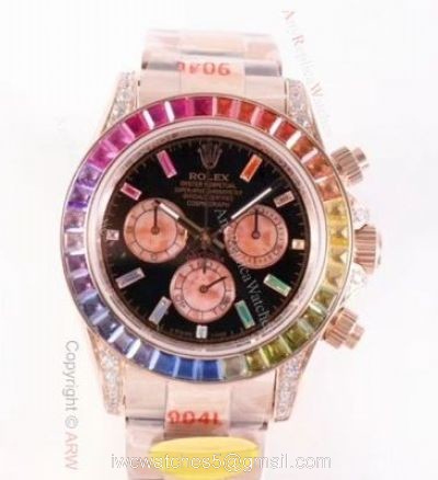 Rose Gold Daytona Rolex Rainbow Replica Watch EX Factory 904L Swiss 7750 watches