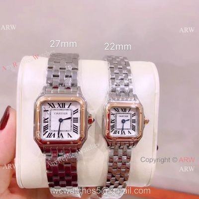 Panthere De Cartier Quartz Watches SS Rose Gold Bezel watches