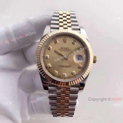 (EW) Rolex EW Factory Datejust II Gold Dial Fluted Bezel 41mm Watch Copy ETA3255 watches