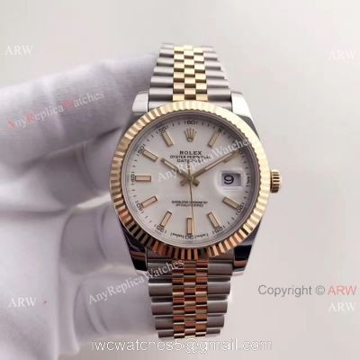 (EW) AAA Rolex Datejust 2 2-Tone White Dial 41mm Replica Watch ETA3255 watches