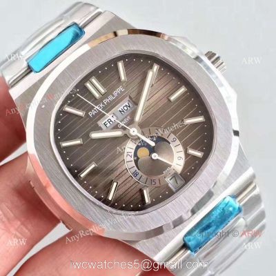 Swiss Patek Philippe Moonphase Replica Nautilus Watch Stainless Steel Gray Face watches