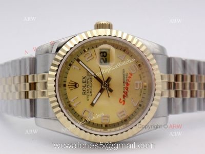 Rolex Datejust Jubilee 2-Tone Arabic Markers Watch Rolex 16233 Fake watches