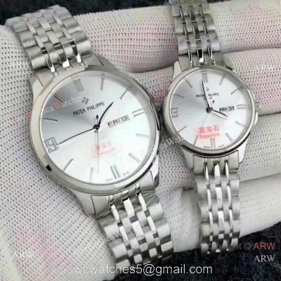 Patek Philippe Calatrava Lovers Watch Stainless Steel Silver Dial watches