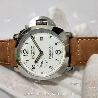 Luminor Marina Panerai White Dial Brown Leather Strap Watch Pam1499 watches
