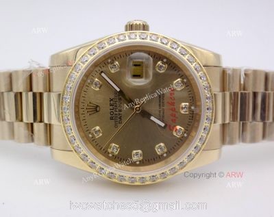 Replica Rolex DateJust All Gold Diamond 36mm Watch President Band watches