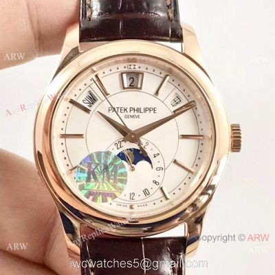 (KM)Swiss Patek Philippe Moonphase Replica Watch Rose Gold Annual Calendar Face watches