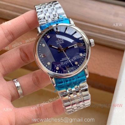 Omega De Ville Stainless Steel Blue Dial Replica Watches 41mm watches