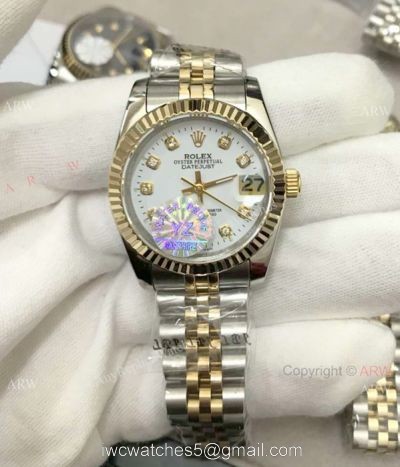 Replica Rolex Datejust Gold White Face with Diamond Watch 36mm watches