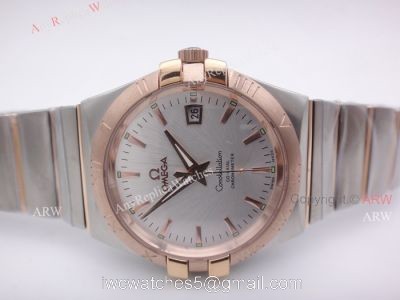 Replica Omega Constellation Automatic Men Watch 2 Tone Rose Gold Band W White Dial watches