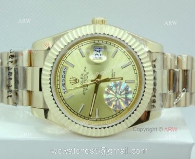 Copy Rolex Day Date 40mm Watch All Gold President White Stick watches