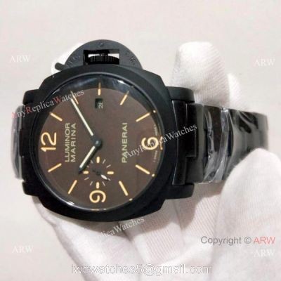 Copy Luminor Marina Panerai Watch Black Steel Brown Dial watches