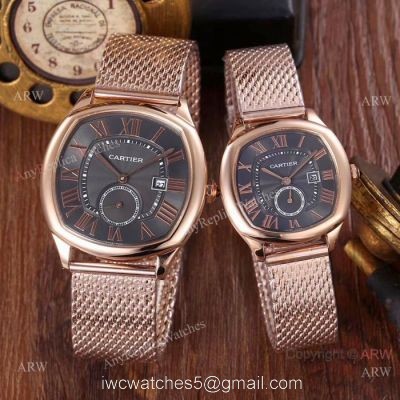 Fake Cartier Drive De Lovers Watch Rose Gold Black Dial watches