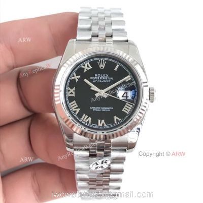 AR Factory V2 Rolex Datejust 36 Black Roman Dial Jubilee Watch SWISS 3135 MOVEMENT watches