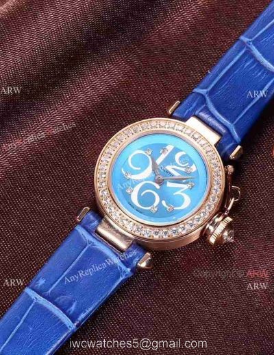 Wholesale Price Replica Cartier Pasha Lady Watch Rose Gold Case Blue Version watches