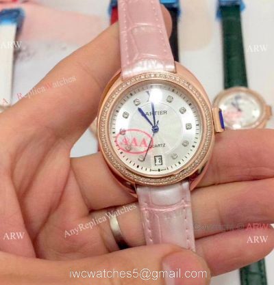Japan Quartz Replica Cle de Cartier Lady Watch Rose Gold Pink Version watches