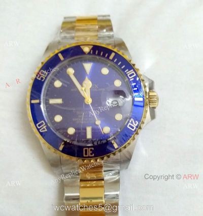 NOOB FACTORY 41MM ROLEX SUBMARINER WATCHES TWO TONE BLUE BEZEL watches