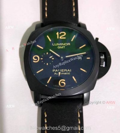 Clone Panerai Luminor GMT PAM00320 Black Steel Watch Orange Markers watches