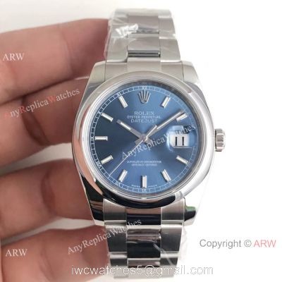 AR Factory Copy Rolex Oyster DateJust SS Blue Face Watch SWISS 3135 watches