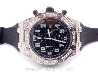 Replica Audemars Piguet Royal Oak Offshore Diamond Watch Black Dial Rubber Strap watches