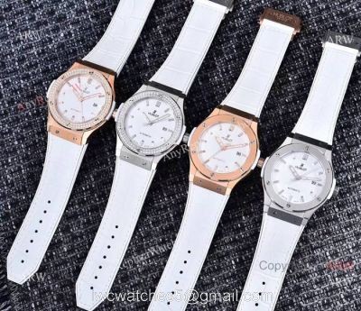 2019 Replica Hublot Classic Fusion Watches SS White Gummy Strap watches