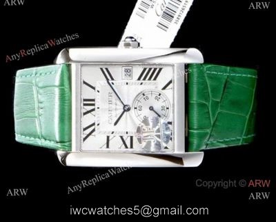 Swiss Grade Cartier Tank 1904MC Mens Watches SS Green Strap watches