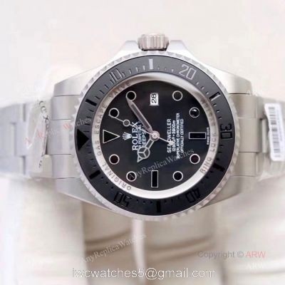 Rolex Deepsea Black Replica Watch Stainless Steel Black Dial 44mm watches