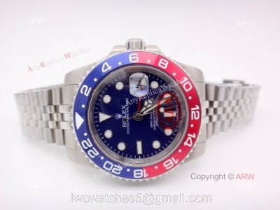 Stainless Steel Blue Face Rolex GMT Master II Pepsi Replica Watch 40mm watches