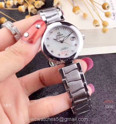 Copy Omega De Ville Ladymatic Women watch SS White MOP Face 34mm watches