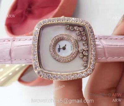 Swiss Quartz Happy Dreams Chopard Lady Watch Pink Leather Rose Gold watches