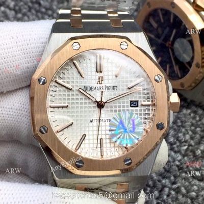 Newest Fake Audemars Piguet Royal Oak Watch Two Tone Rose Gold Silver Dial watches