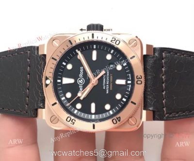 Newest Replica Bell and Ross BR03-92 Diver Bronze Watch Rose Gold watches