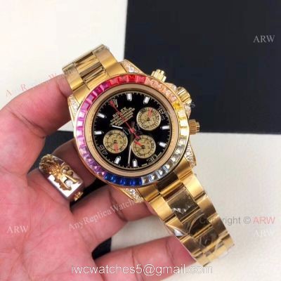 Yellow Gold Daytona Rolex Rainbow Replica Watches Automatic Movement watches